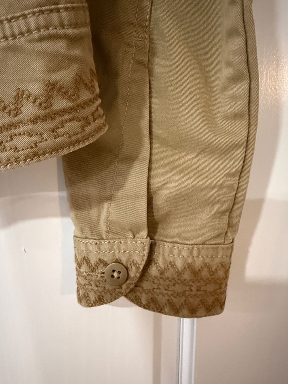 Lucky Brand Jacket Women Medium Tan Embroidered Cuffs Waist Neck Western Cowgirl - Picture 5 of 11